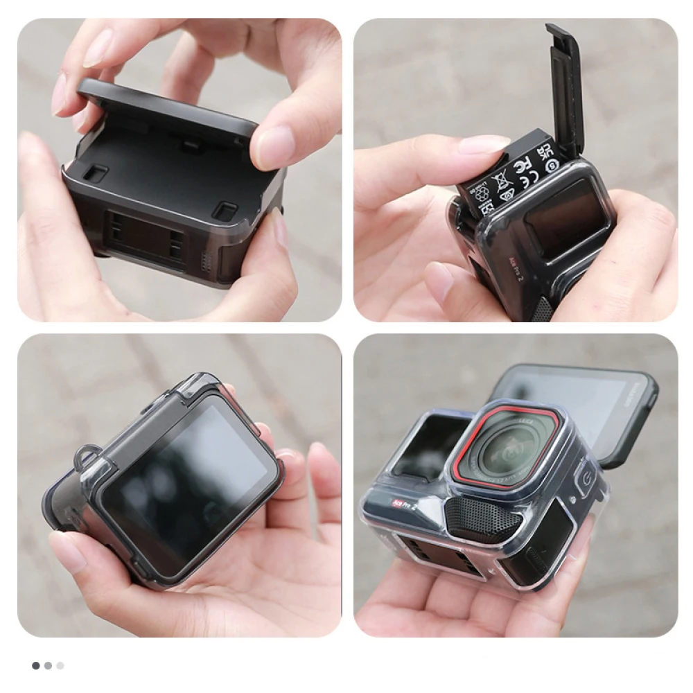 

for Insta360 Ace Pro 2 TPU Protective Cover Body Case Lens Cap Action Camera Accessories Transparent Black Transparent