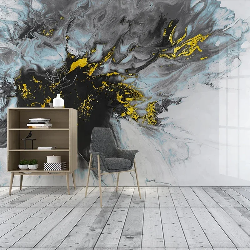 Custom Mural 3D Abstract Ink Golden Art Wallpaper Study Living Room Sofa TV Background Wall Painting Home Decor