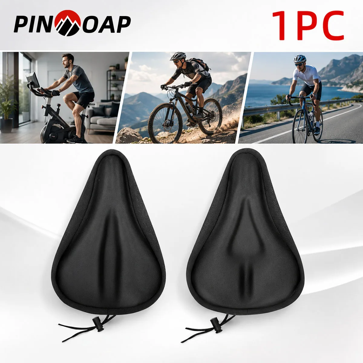 PINMOAP 2PCS Bicycle Seat Cover Comfort Padded Saddle Cushion Soft Waterproof Bike Seat Pad For Mountain Road Spin Bike Cycling