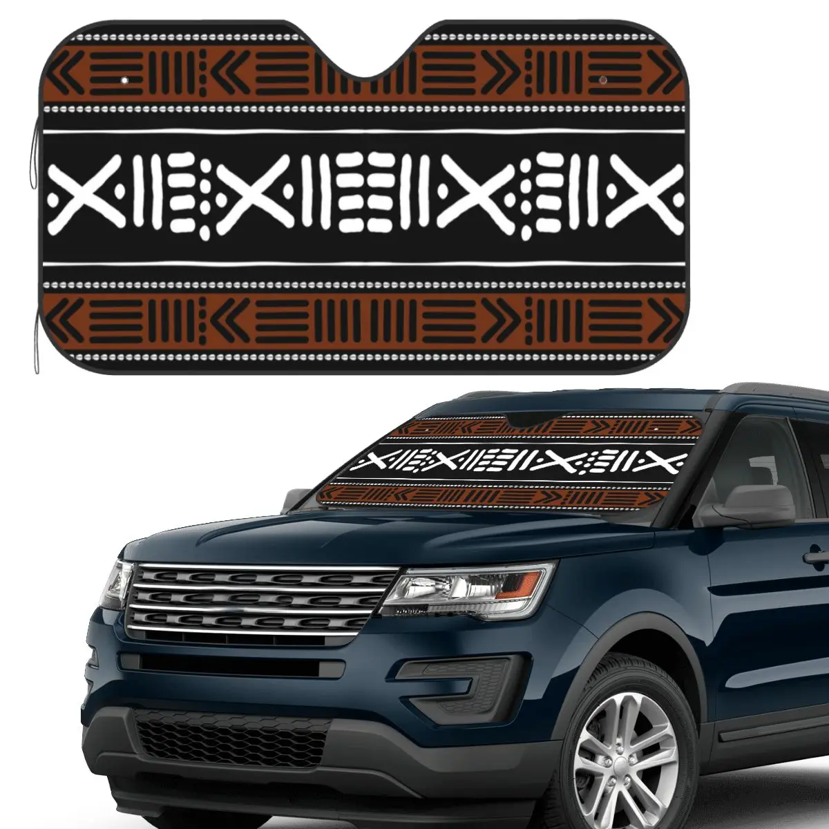

African Bogolan Sunshade Windscreen Car Front Windshield Window Sun Visor Accessories Covers