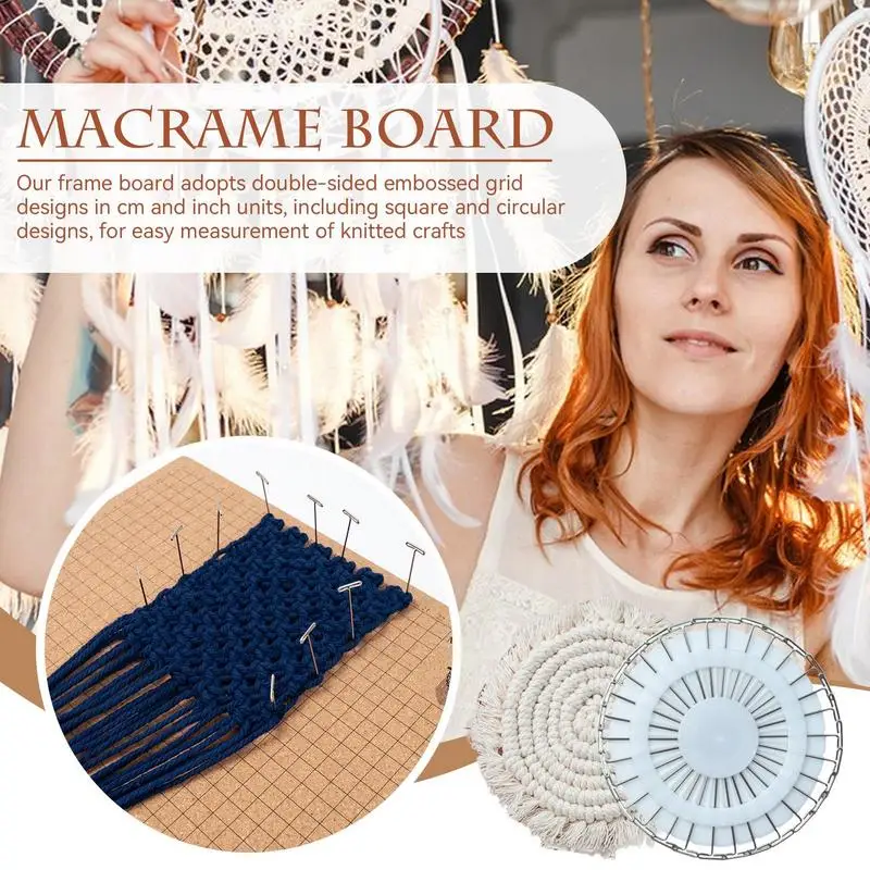 Macrame Board 12x16in Double-Sided Grids for Measuring Versatile Macrame Tools with Instructions Macrame Supplies for Knotting