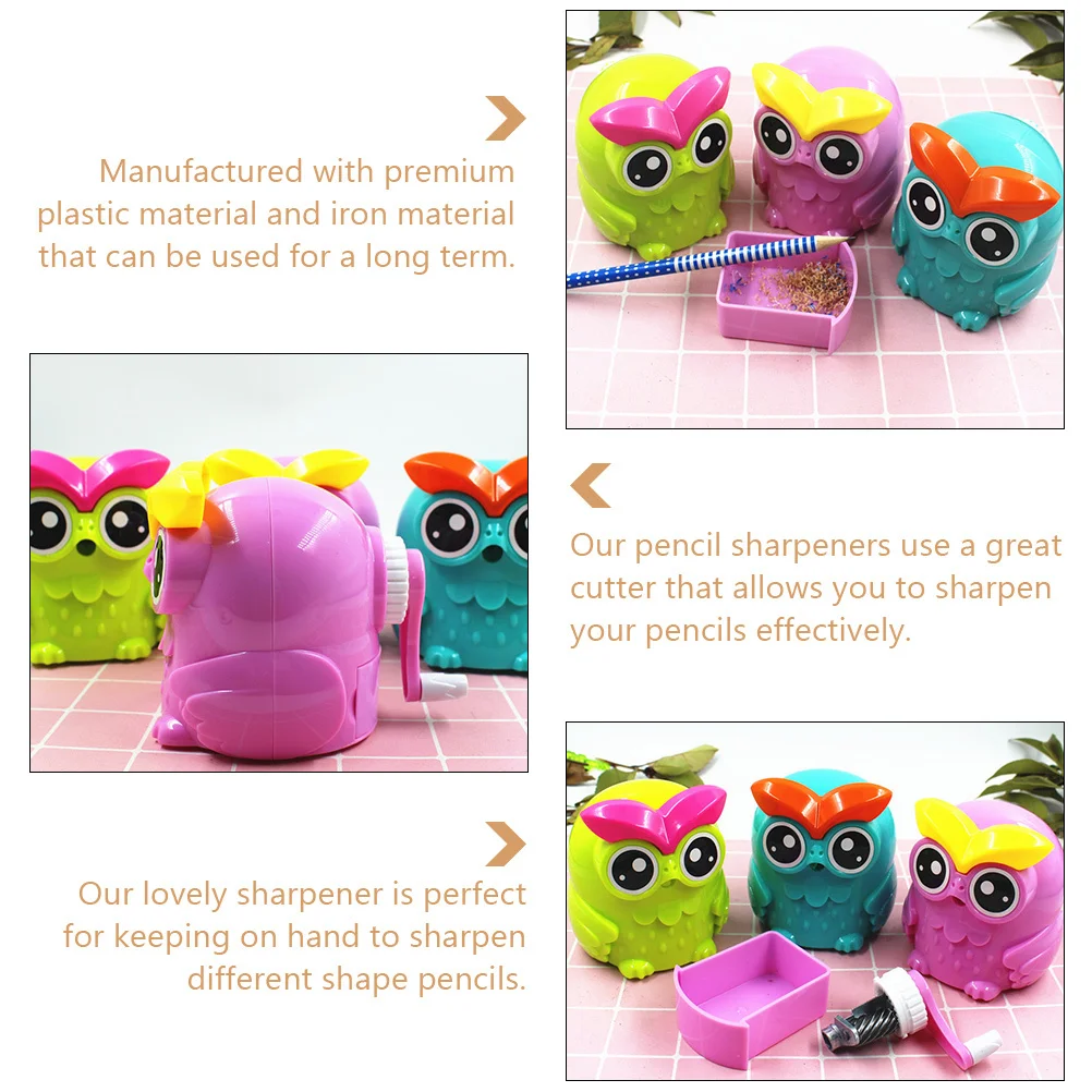 Cartoon Owl Pencil Sharpener Random Color Premium Material Long Lasting Universal Pencil Sharpening Tool