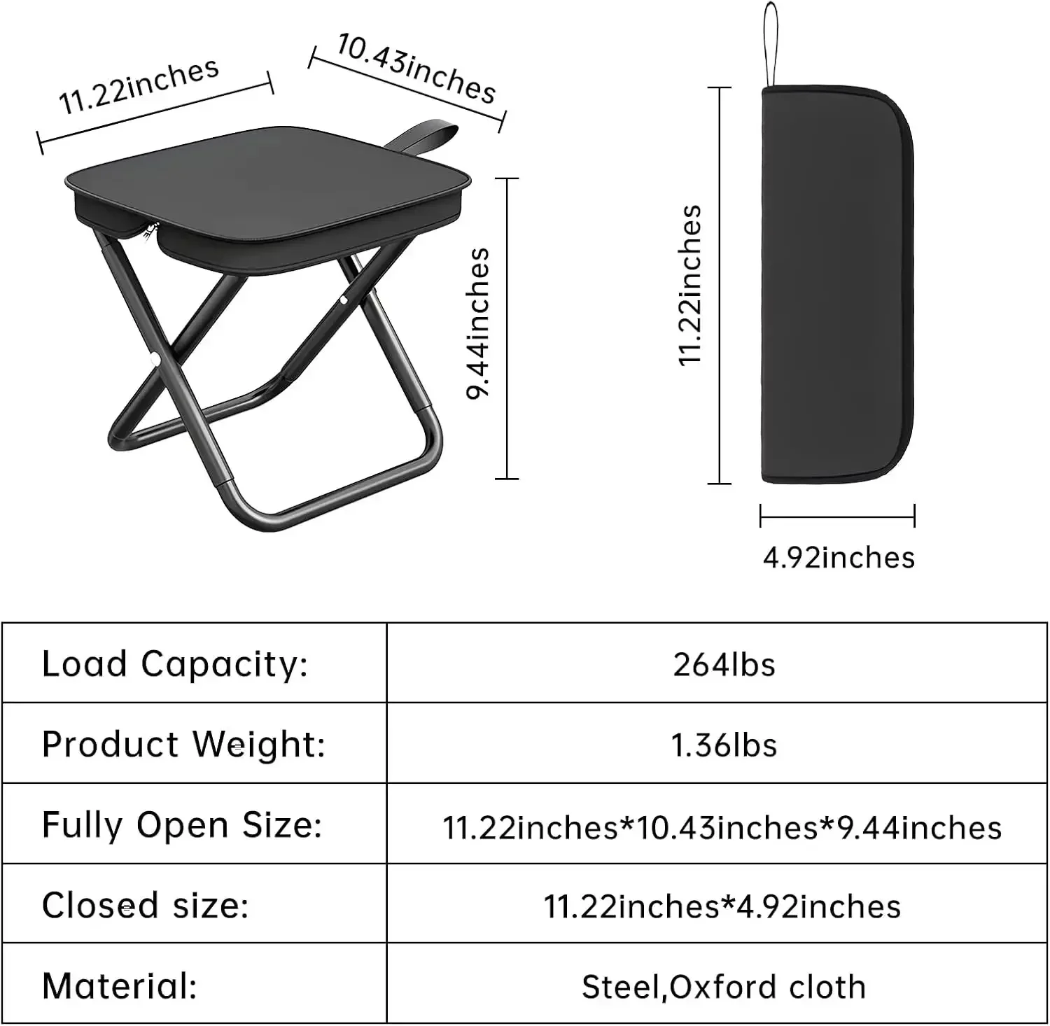 Multifunctional Outdoor Folding Chair Handbag Style Aluminum Alloy Ultra-Light Folding Stool for Camping Hiking BBQ Fishing