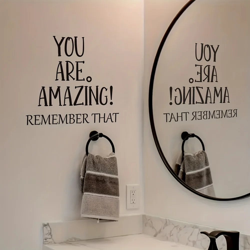 1pc YOU ARE AMAZING Inspirational Quote Wall&Window Decal,Self-Adhesive Sticker,Perfect for Bathroom,Bedroom,Living Room, Mirror