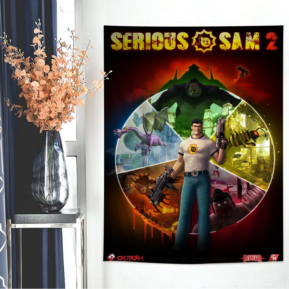 SERIOUS SAM Printed Large Wall Tapestry Hanging Tarot Hippie Wall Rugs Dorm Art Home Decor