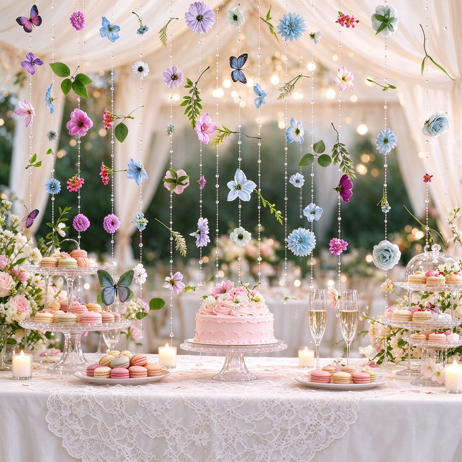 Simulated Flower Suspended Flower Door Curtain Showcase Shopping Mall Suspended Wedding Decoration Prop Material Waterfall Flowe