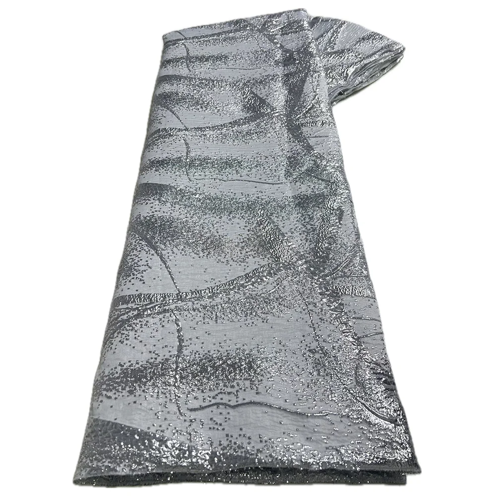 African Jacquard Lace Fabrics 2025 Hot Sale Nigerian French Brocade Lace Fabrics for Evening Women Party Dress Sew