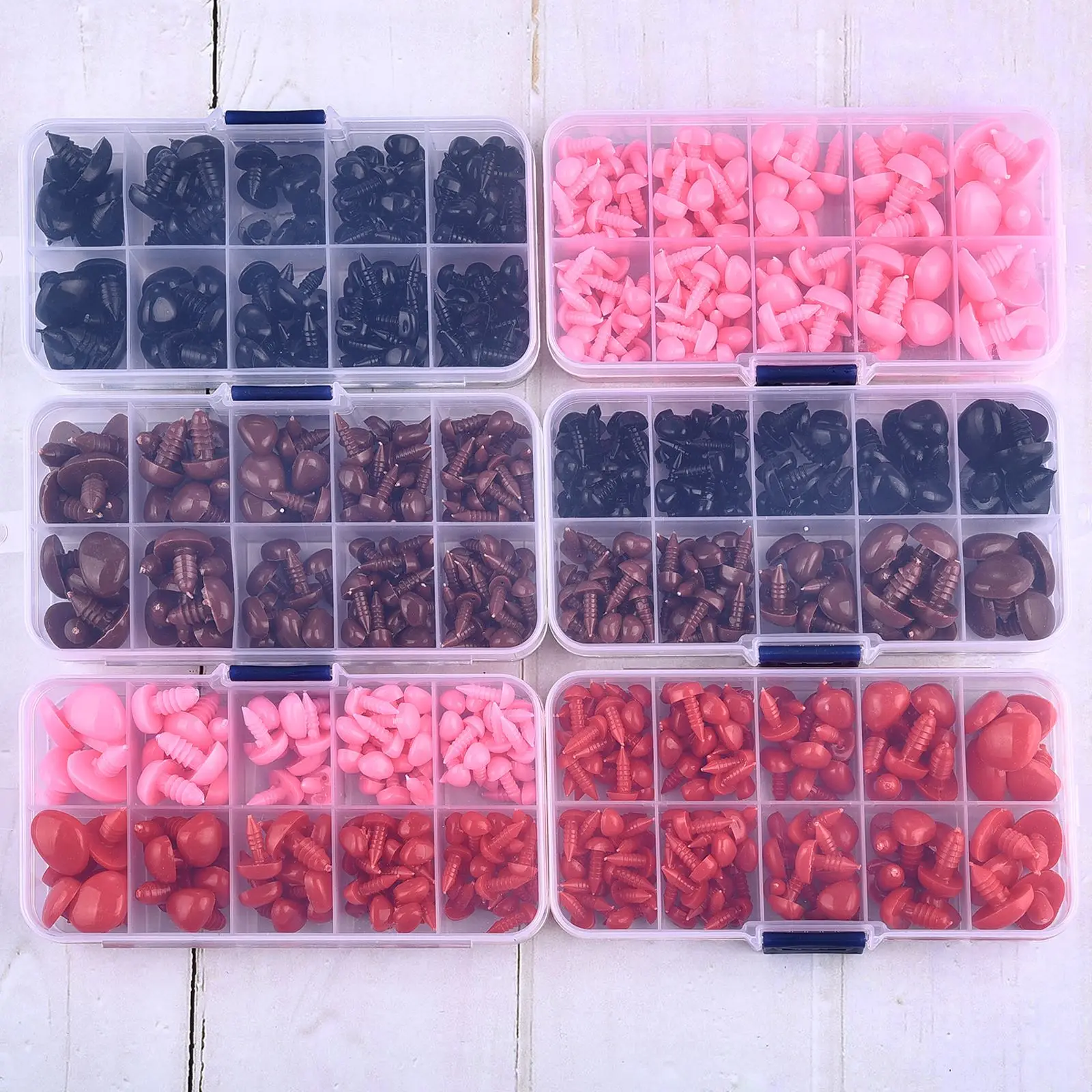 125pcs/Box Safety Nose Eyes Triangle Nose Plastic Eyes For Dolls Toys Crochet Bear Dolls Nose Eyes Amigurumi Making Accessories