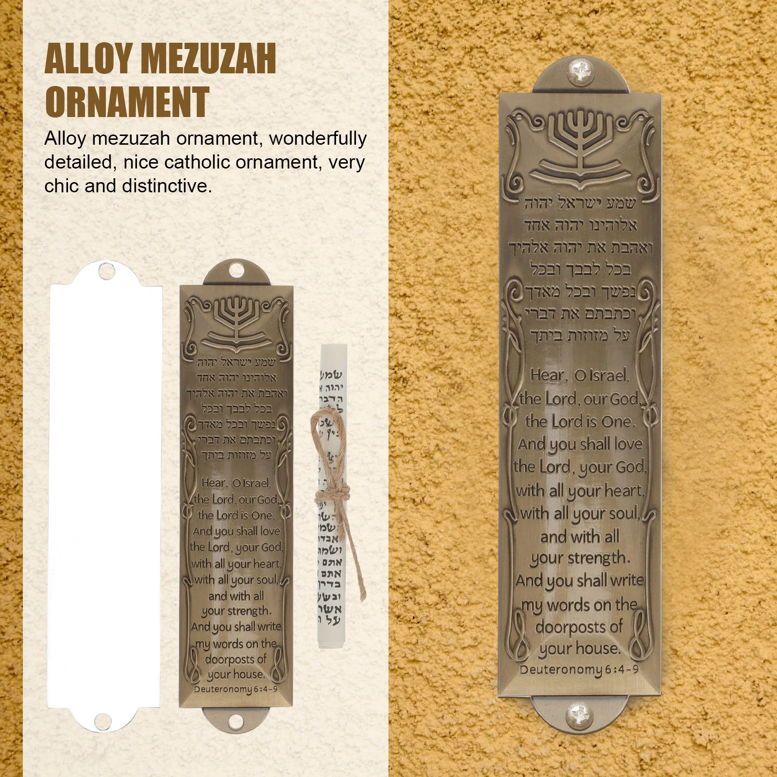 Modern Religious Holy Scroll Commemorate Alloy Mezuzah Man Embellished Memorial Gift