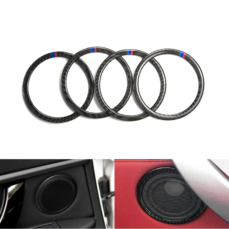 For BMW 3 Series F30 3GT F34 2013 2014 2015 2016 2017 2018 4pcs Carbon Fiber Door Speaker Ring Loudspeaker Protective Trim