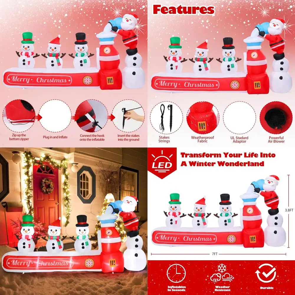 

Giant 7-Foot Snowman Inflatable with LED Lights for Outdoor Christmas Yard and Garden Holiday Decor