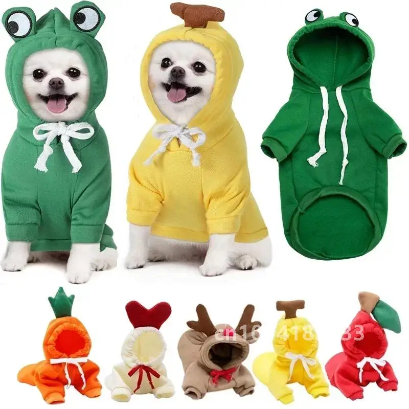 Cold Sweatshirt Puppy Warm Clothes Dog Large Weather Pet For Sweater Dogs Hooded Costume Fruit Cat Coat Medium Small