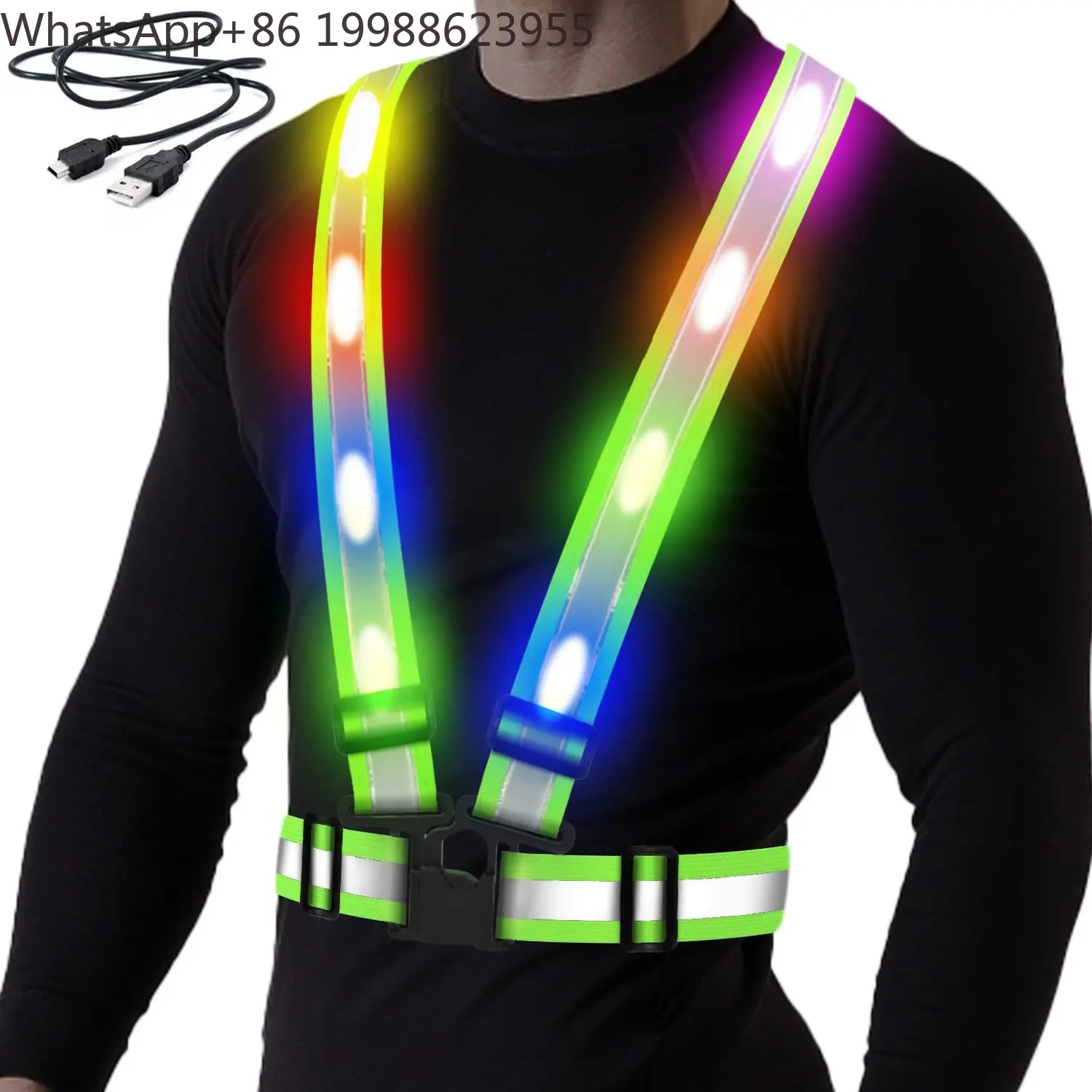 BIKING Cycling Reflective Safety Vest Electric Scooter Flashing Vest USB Rechargeable LED Vest Running Jogging Fishing