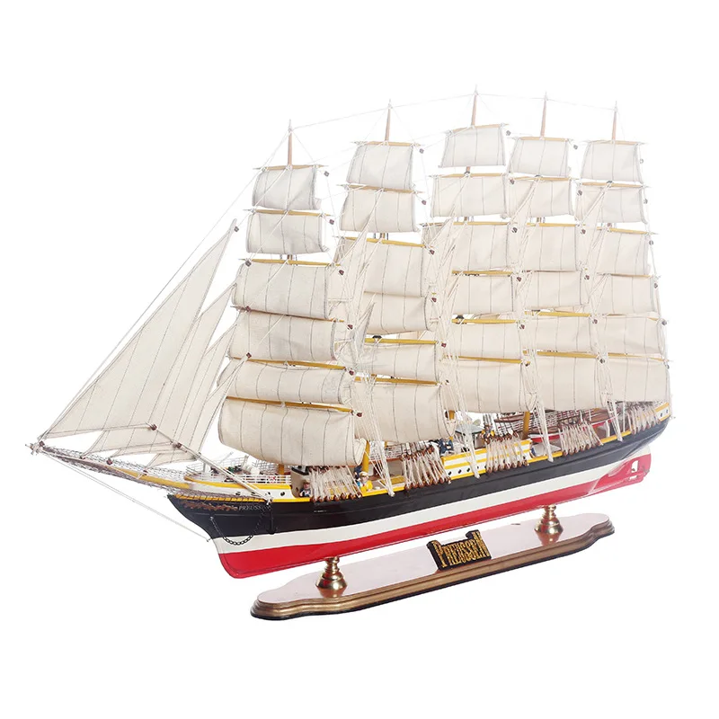 100Cm exquisite wooden sailboat model ornament smooth sailing European American housewarming opening gifts