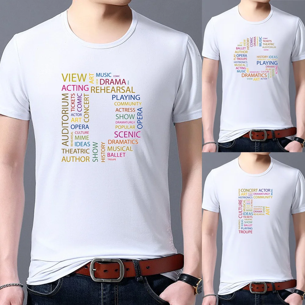 

T-Shirts Men Round Neck Casual Breathable Short Sleeves Simple Text Letter Printed 2022 Summer Fashion Boy T-Shirt Tops