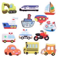 1PCS PVC Shoe Charms Vehicle Excavator Train Boat Submarine Ambulance Motorcycle Bus Buckle Clog Garden Shoes Button Decorations