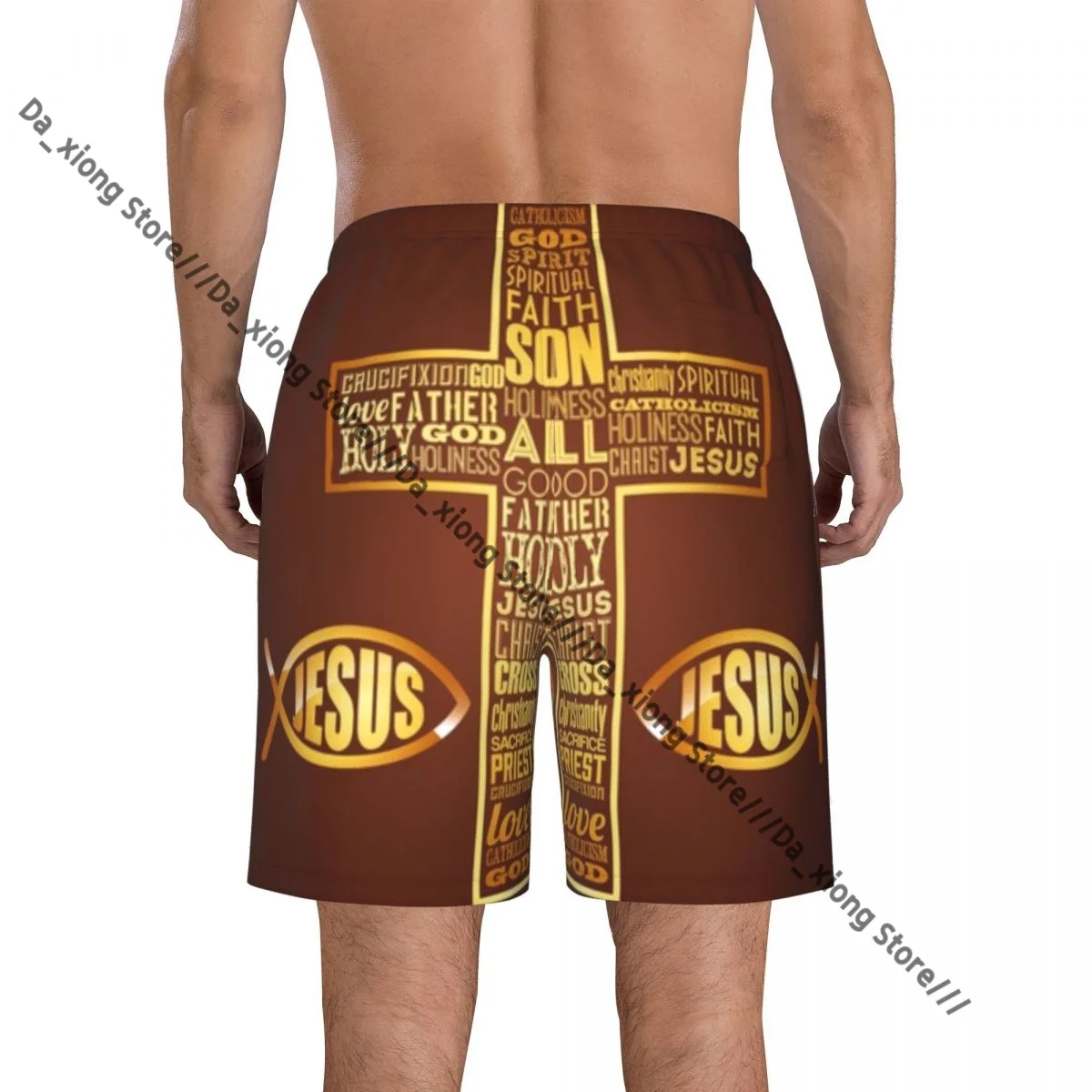 Mens Swimming Shorts Swimwear Jesus Christ Design Trunks Swimsuit Beach Wear Boardshorts