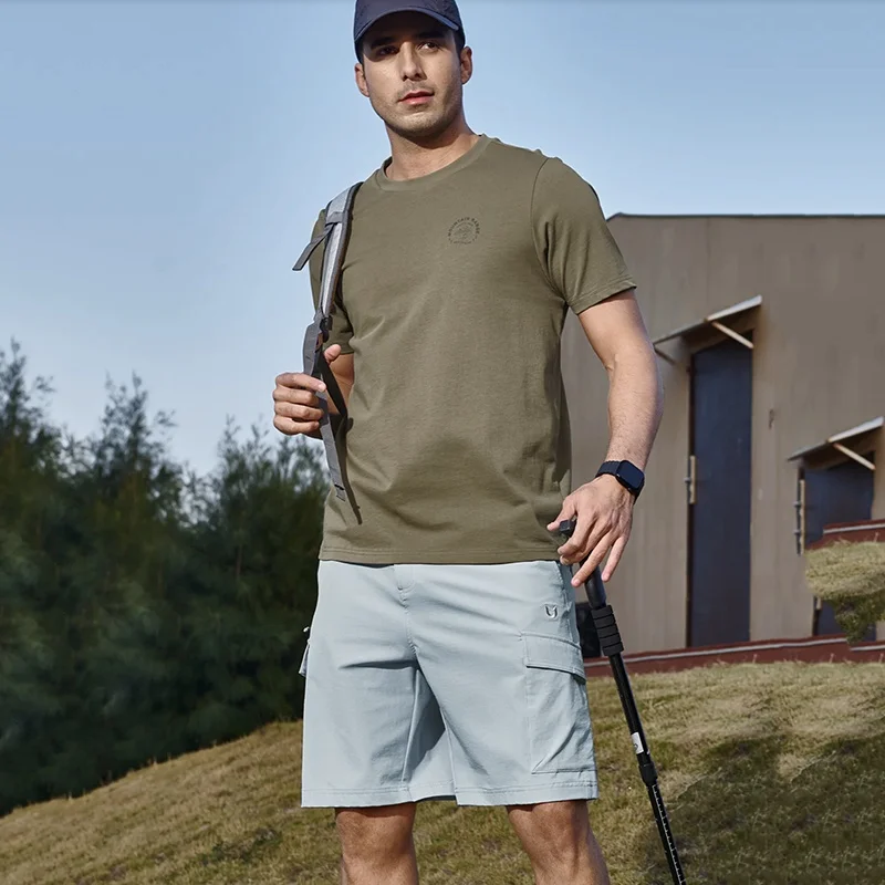 

Мужские спортивные брюки для активного отдыха, быстросохнущие, дышащие, рабочая одежда, с множеством карманов, для фитнеса и тренировок, повседневные, длиной до колена