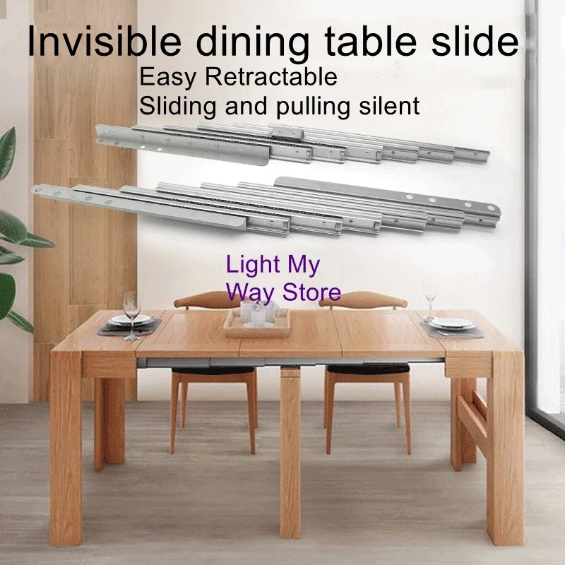 Invisible dining table telescopic guide sliding dining table slide aluminum alloy multifunctional folding extension