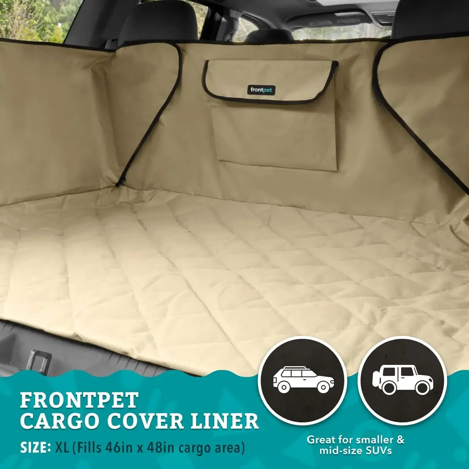 FrontPet Cargo Cover for Dogs, Water Resistant Pet Liner Dog Seat Mat for SUVs Sedans Vans with Bumper Flap Protector