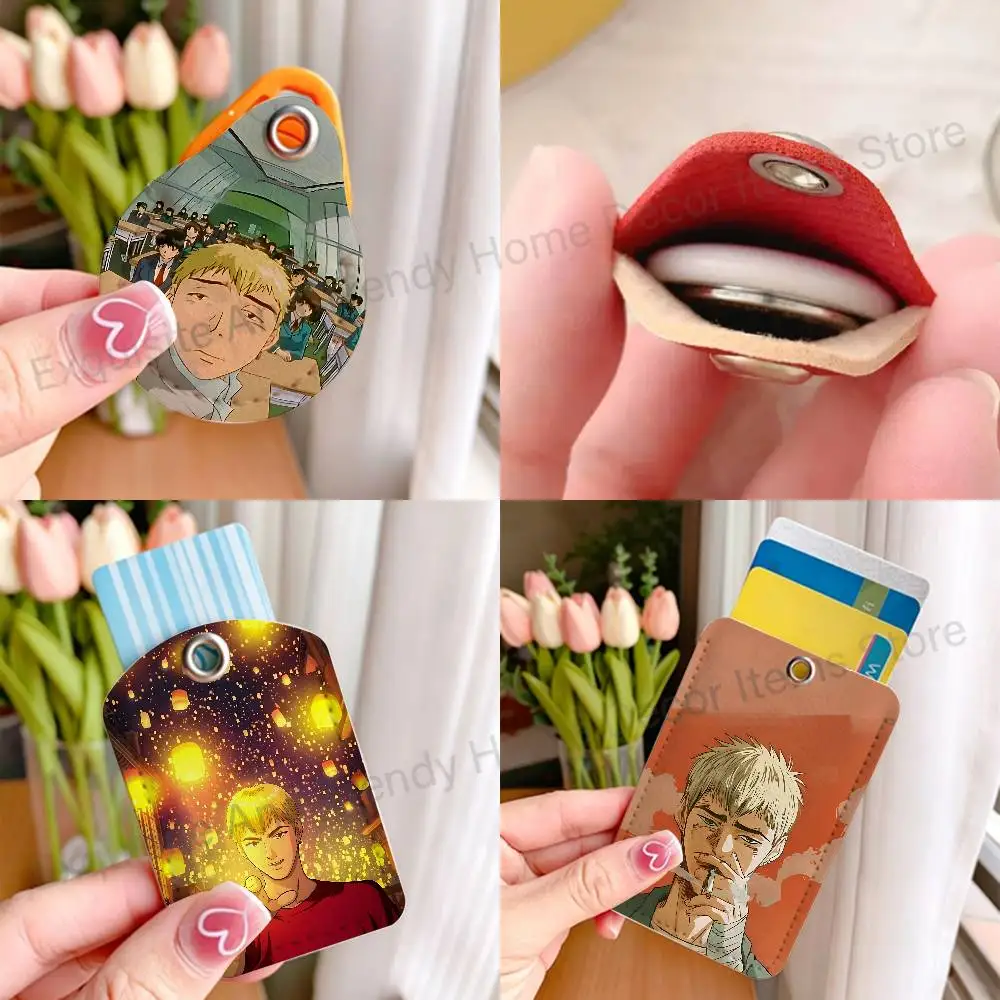 G-Great Teacher O-Onizukas GTO PU Leather Card Holder Keychain Key Ring Door Lock Access Card Air Tag Case Keychain Card