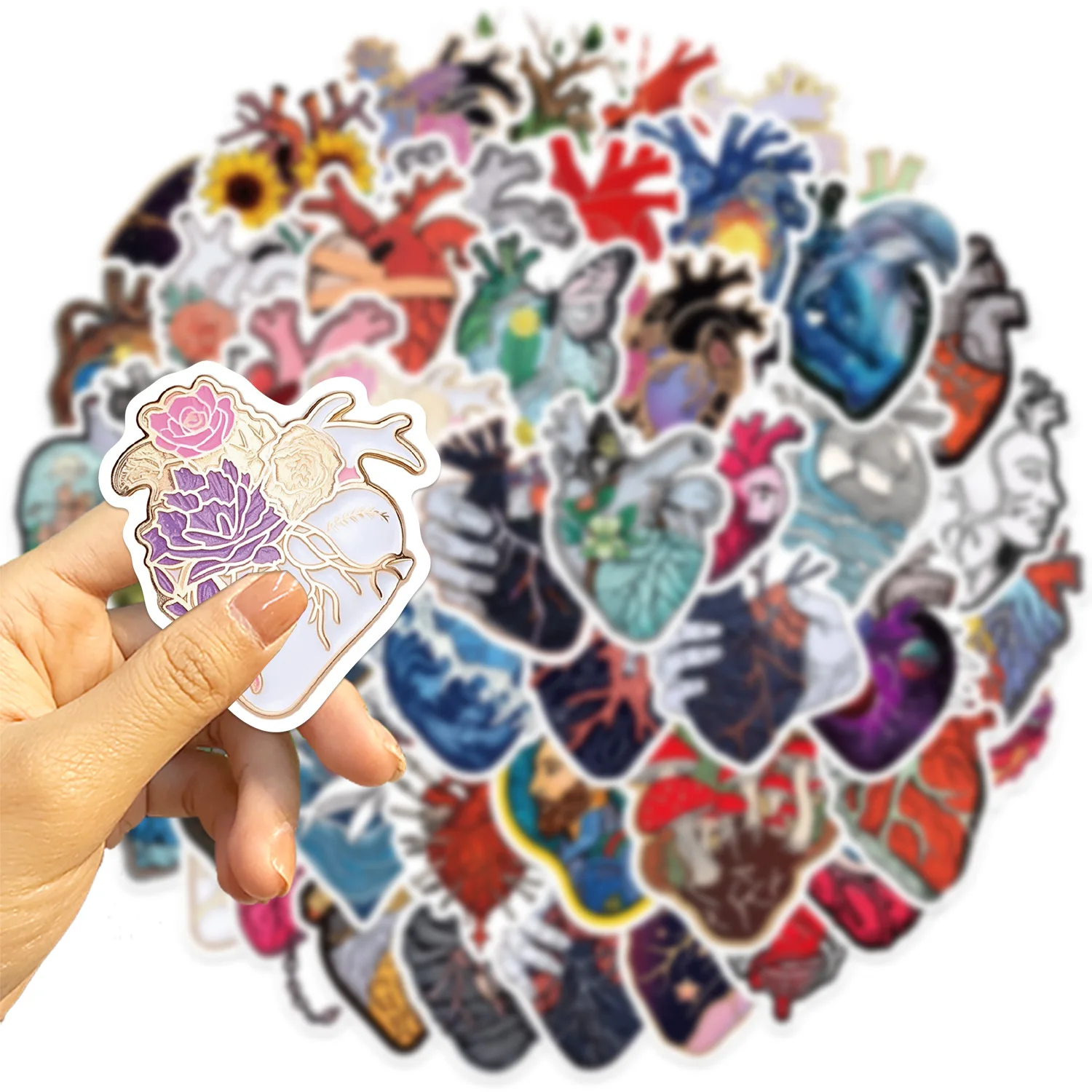 10/30/52Pcs Cartoon Art Heart  graffiti sticker For Suitcase Skateboard Laptop Luggage Phone Styling DIY Decal Pegatina