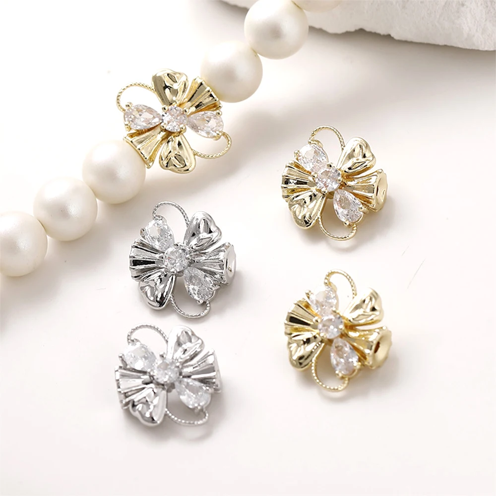 

3 шт. медные подвески с позолотой 14 карат и инкрустацией цирконами в виде бабочек и цветов, для изготовления украшений своими руками, аксессуары для ожерелий и браслетов