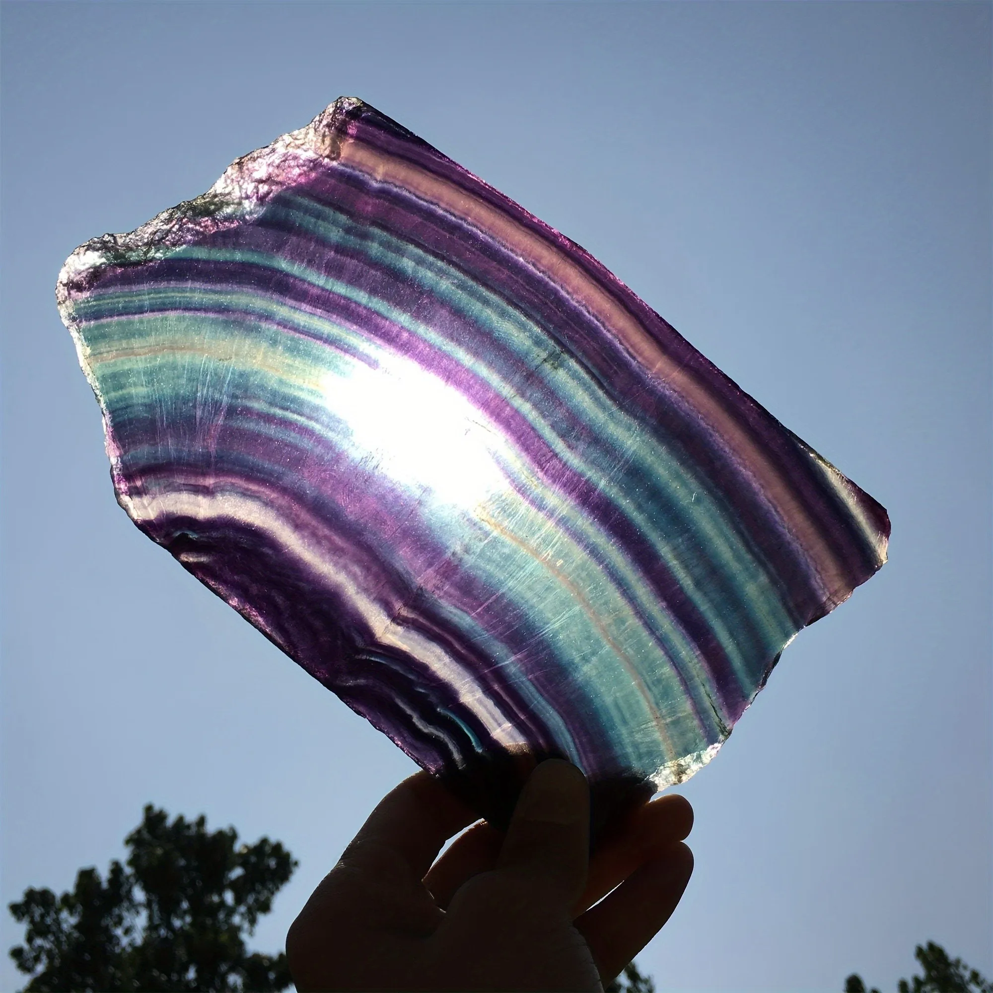 1PC Natural Fluorite Crystal Ornament & Stand- Bohemian Style