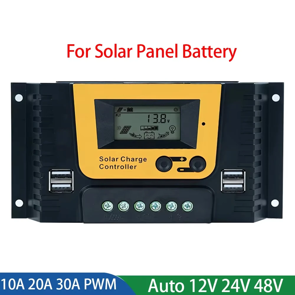 

40A-80A Solar Charge Controller 12V24V48V Multiple Protection Regulator for with Charger Build-in Timer LCD Dual USB 5V Output