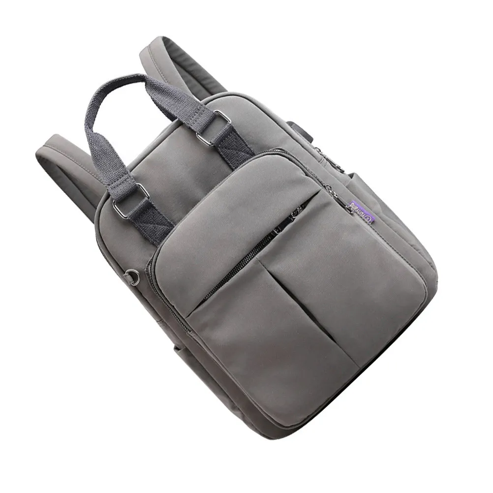 Casual USB Charging Backpack Dark Gray High Capacity Nylon Laptop Bag Business Travel School Outdoor Computer Backpack