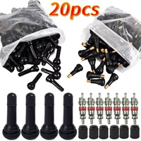 TR414 Tubeless Car Wheel Tire Valve Stems with Dust Caps Black Rubber Caps Tyre Rubber Valves Stems Accessories with 4-20 Sets