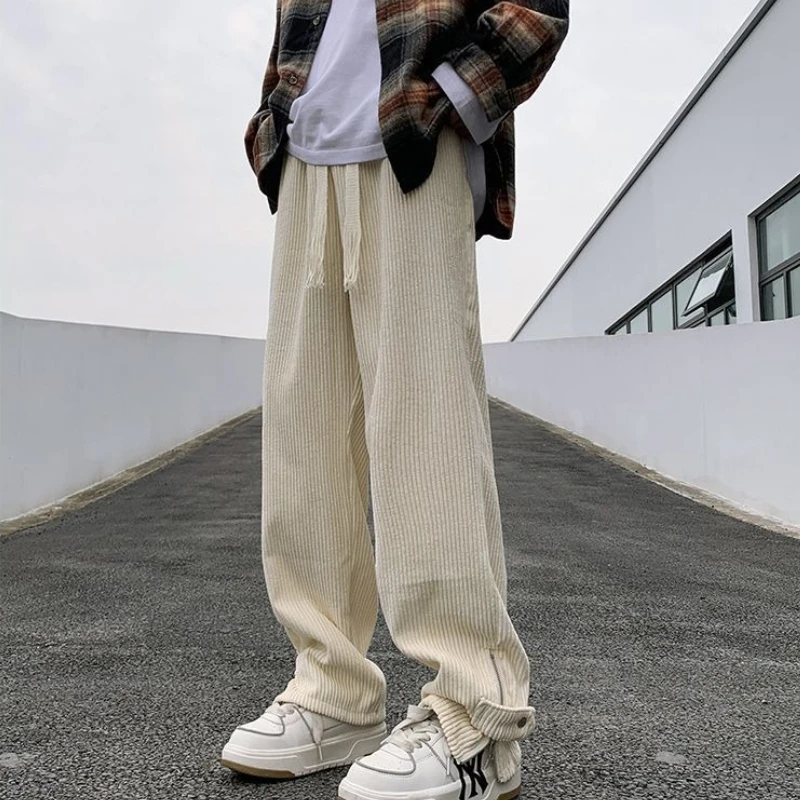 Calças esportivas masculinas preto sólido zíper fluido moletom masculino ofertas de moda casual novo em liquidação retro elegante calças