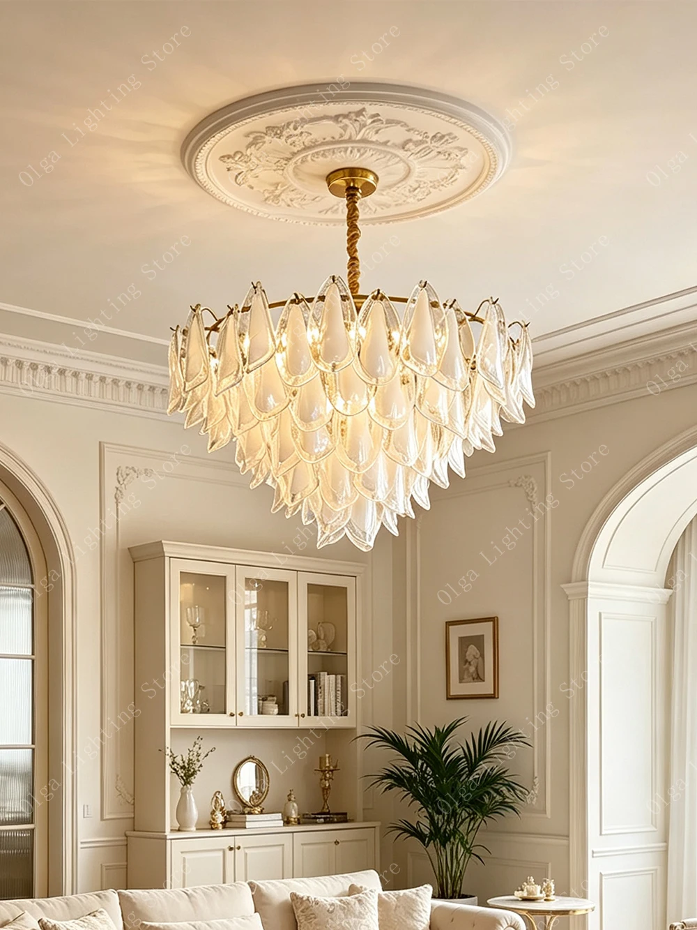 New Trend Petal Glass Lampshades Ceiling Pendant Lights Rectangular Luxury Hanging Chandelier Murano for Dining Room