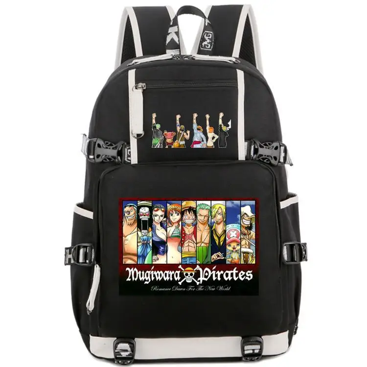 Luffy School Bag One Piece Anime Sauron Chopper White Beard Cartoon Print Junior High School Student Backpack Backpack