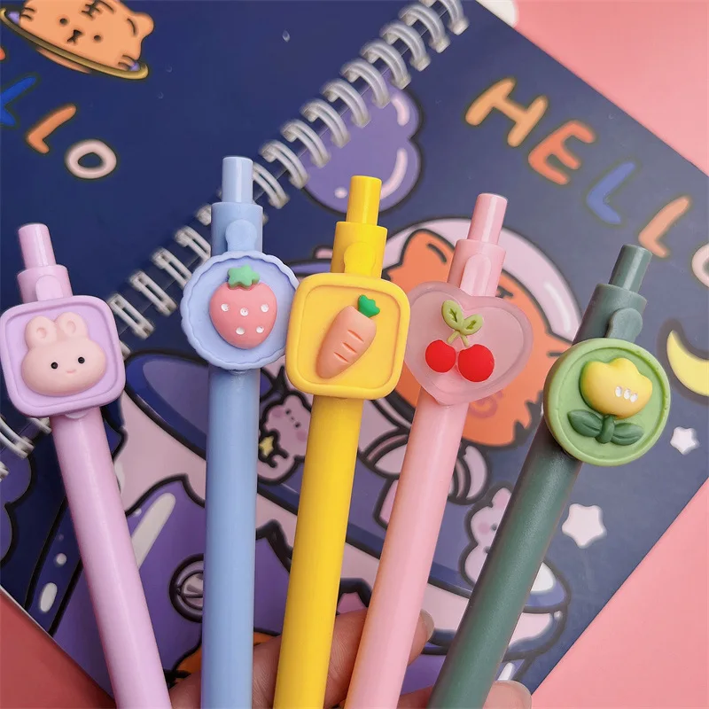 

36PCS Cartoon pendant pen simple square girl heart ins wind press pen carbon pen 0.5 student high value gift pen