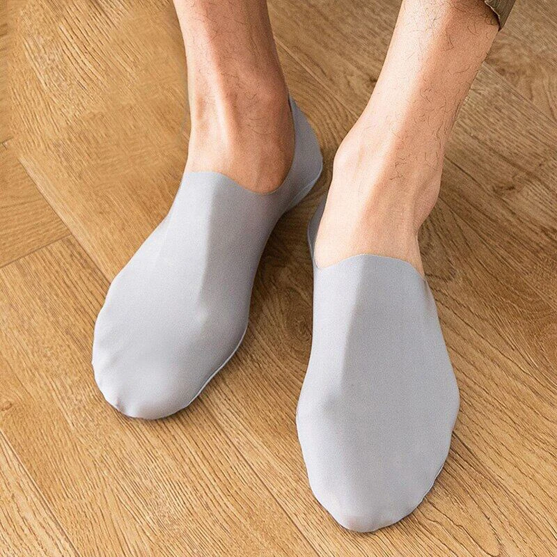 Zomer Geen Spoor Ijs Zijde Onzichtbare Sokken Voor Mannen Casual Solide Siliconen Antislip Ademende Comfortabele Katoenen Onderkant Sok 1 Paar