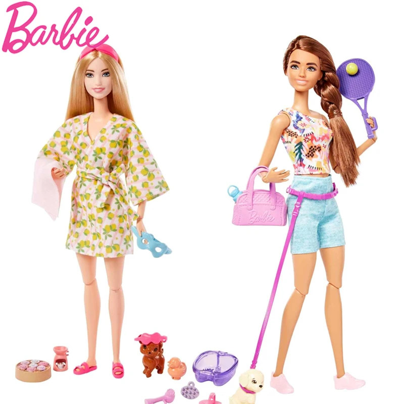 Oryginalne stroje dla lalek Barbie Fashionistas Blond lalka Niebieska sukienka z koszulkami i spódnicami Zabawka do przebierania się dla dziewczynek Prezenty świąteczne