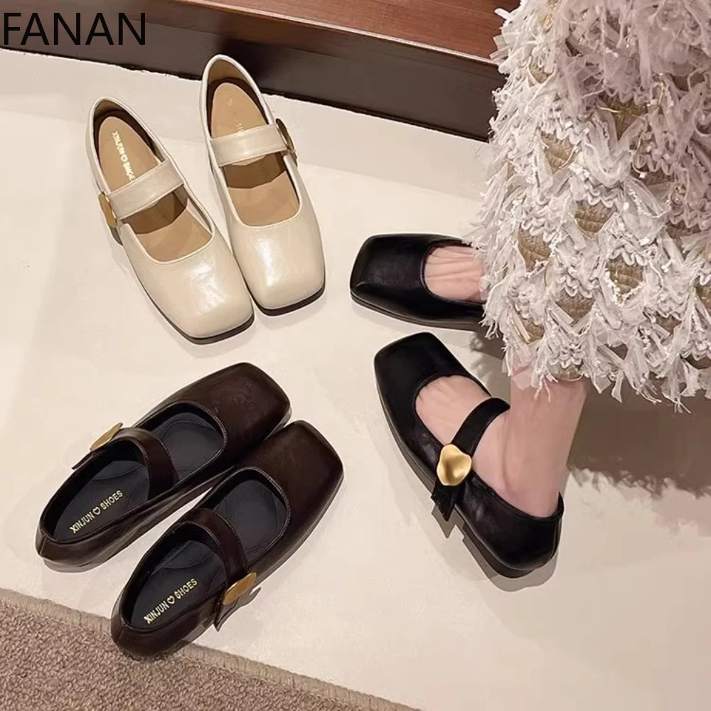 

Туфли на плоской подошве, женские туфли Мэри Джейн, новинка 2025, кожаные туфли на мелкой мягкой подошве, французские черные элегантные женские туфли-лодочки на низком каблуке