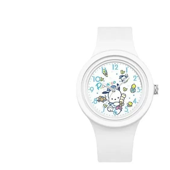 Sanrio Quartz Wristwatch Hello Kitty Girls Watch Kawaii Gifts Melody Kuromi Watches for Kids Silicone Strap Little Twin Stars