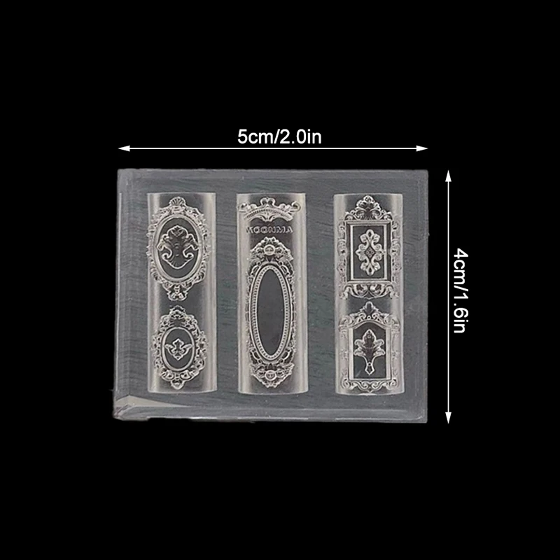 European Retro Photo Frame Shape Silicone Nail Mold Nail Stamping Nails DIY Nail Salon Design Stereoscopic Manicure Art Tool