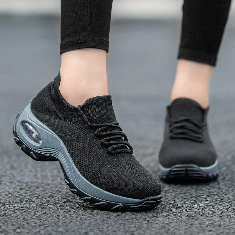 Women Wedge Platform Sneakers New Fashion Casual Sport Shoes Ladies Air Cushion Running Mesh Breathable Women Vulcanized Shoes