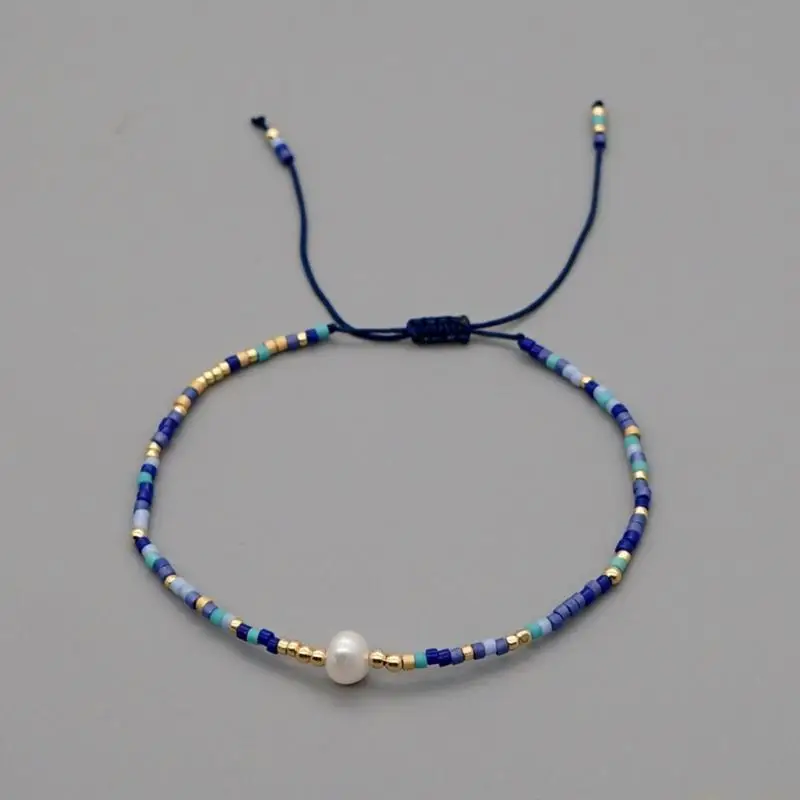 31BF Handmade Beaded Stretch Bracelet Elegant Wrist Jewelry Beads Texture for Daily