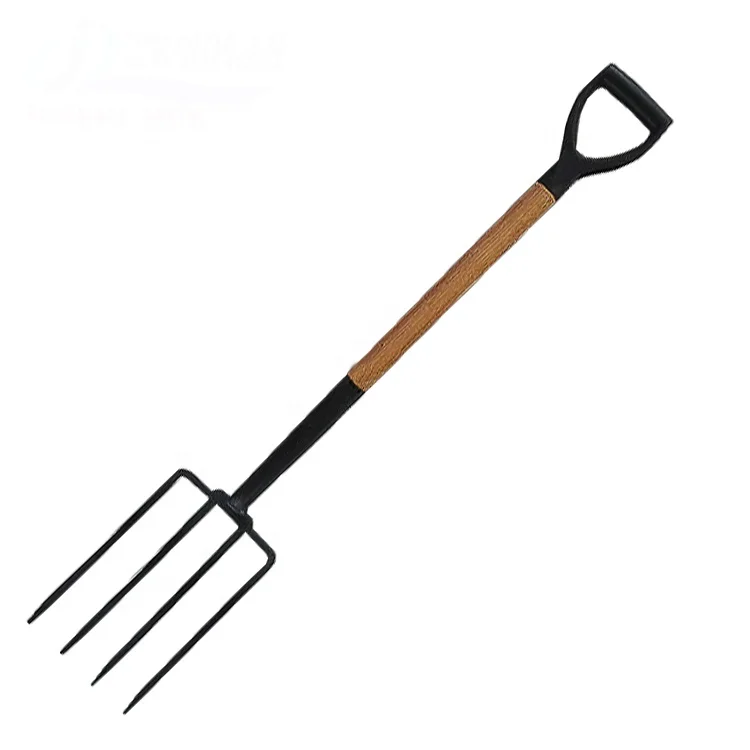 

Farm tool forging heavy spade fork and wooden handle garden digging fork