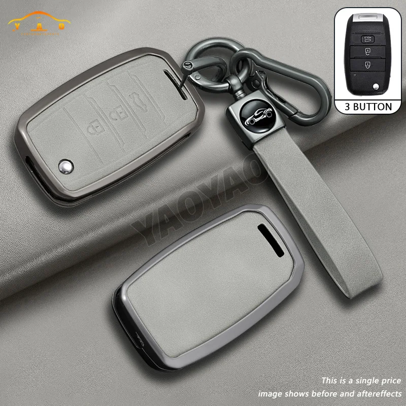

Zinc Alloy + Leather Car Key Case Cover for Kia Rio 3 K2 Ceed Cerato K3 Sportage 4 Picanto K5 Optima Sorento Forte Stinger 2017