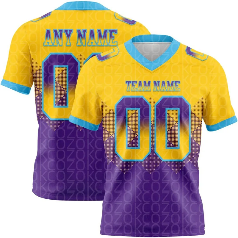 Blue Green Customized Color Football Jersey for Men Football Short Sleeves Athletic Tee Shirts