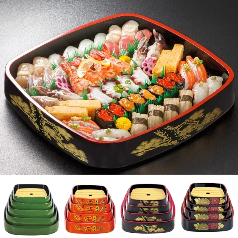 

【2026】Square Sushi Bucket Japanese Iced Sashimi Plate Cooking Box Dim Sum Box Japanese Tableware Chrysanthemum Sushi Basin
