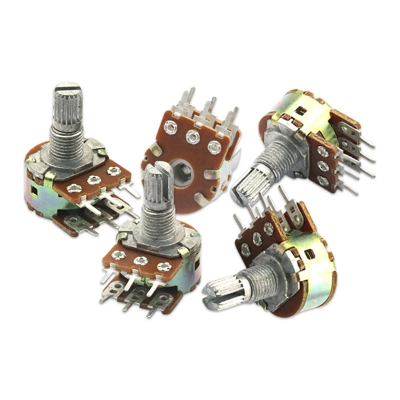 5Pack 2K 5K 10K 20K 50K 100K 500K 6Pin 15mm Potencjometr WH148 Podwójny liniowy potencjometr obrotowy stożkowy — zdjęcie 4