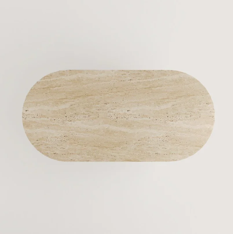 #d FORNew Arrival Customized Size Oval Travertine Dining Table Dining Room Furniture for Home&