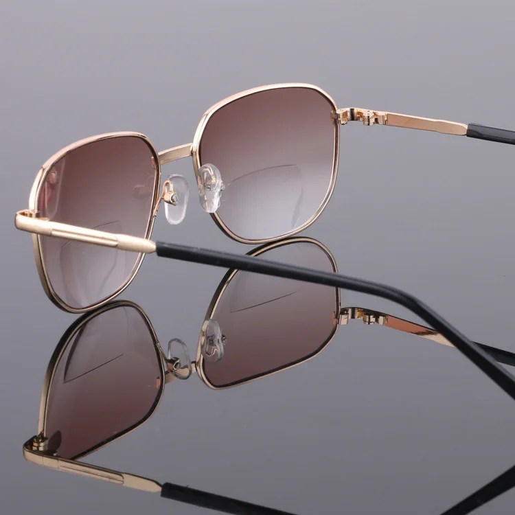 2-in-1 bifokale Lesebrille +1,0 ~ +4,0 Herren-Doppelzweckbrille Metallrahmen Damen Presbyopie Retro-Brille – Detail 6