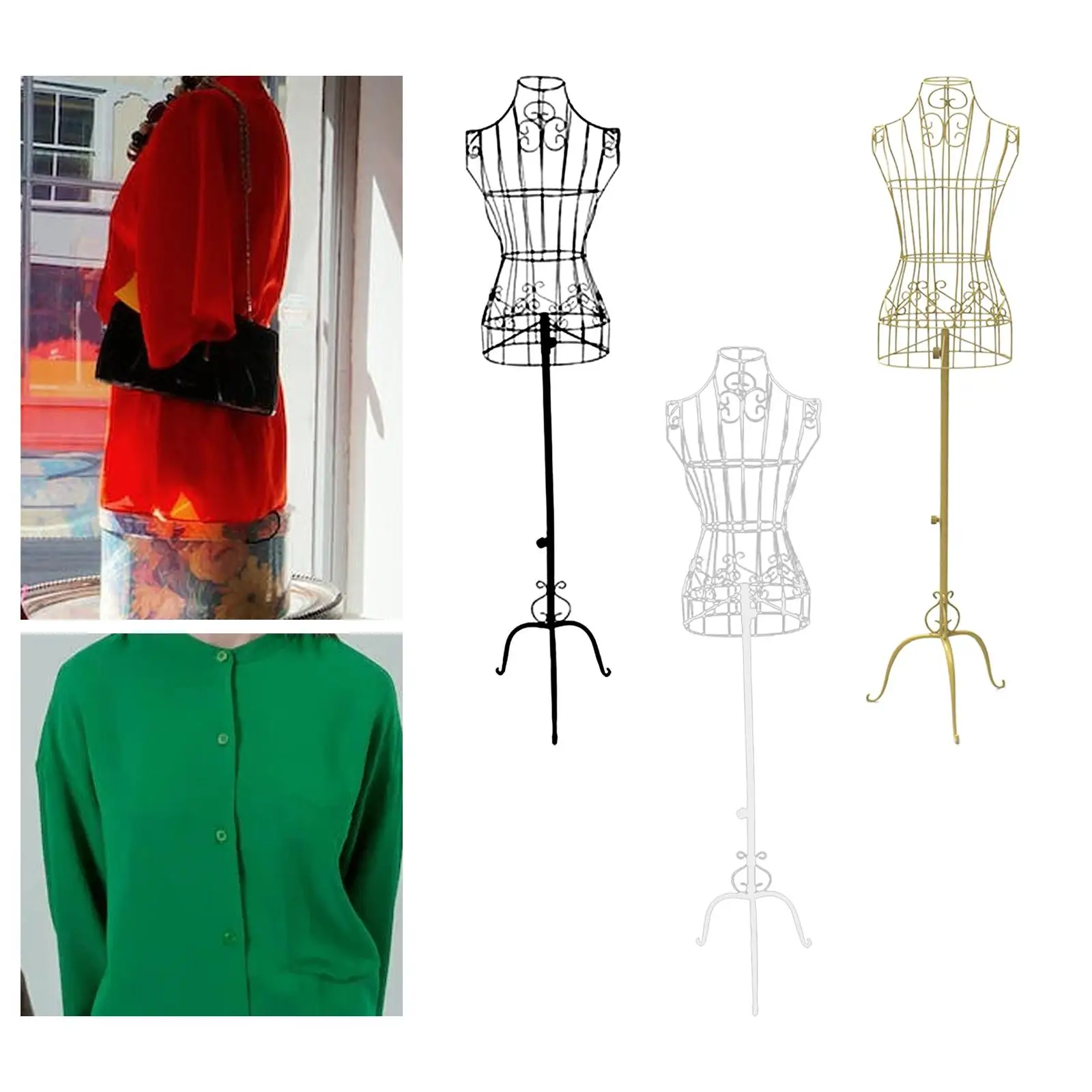 Iron Female Mannequin with Stable Base Manikin Support Model Torso Body Form for Store Display Clothes Jewelry